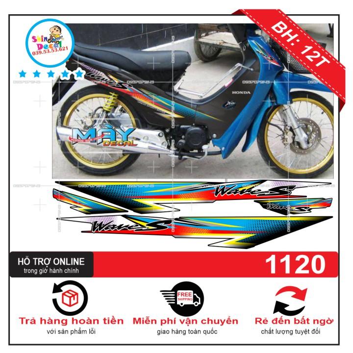 Tem xe wave nhỏ đời đầu xanh đen