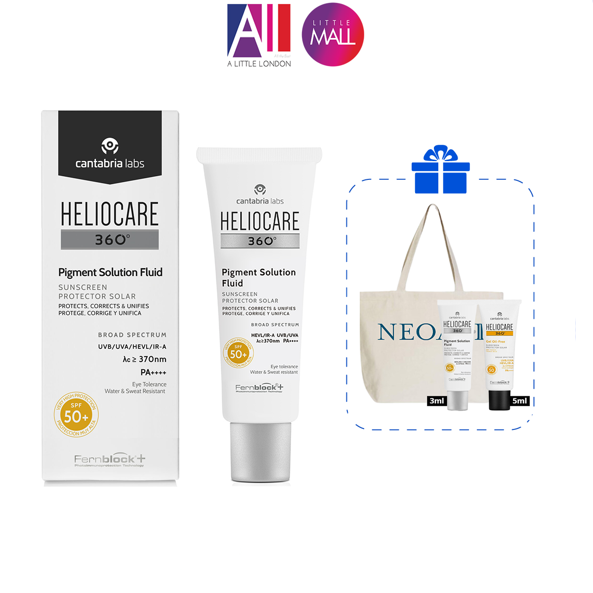 Kem chống nắng ngừa tăng sắc tố Heliocare 360º pigment solution fluid SPF50 50ml TẶNG Sample Heliocare (Nhập khẩu)