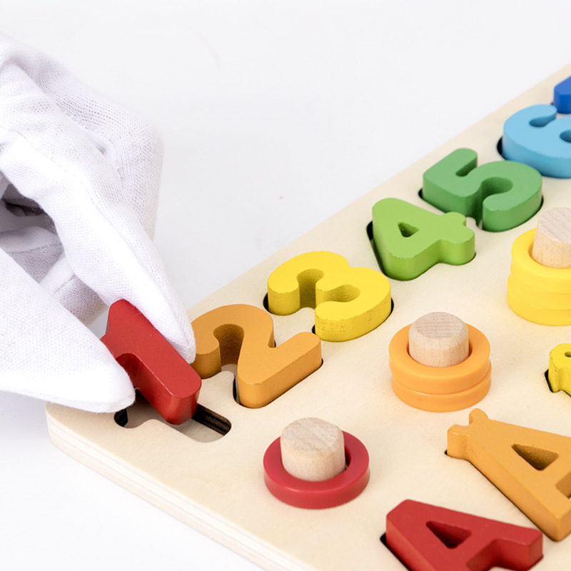 Đồ chơi gỗ, đồ chơi giáo dục bảng số Tiếng Việt cho bé học đếm số, cột tính bậc thang và bảng chữ cái, đồ chơi gỗ giúp phát triển trí não  – Tặng Kèm 1 bộ tranh ghép 3D
