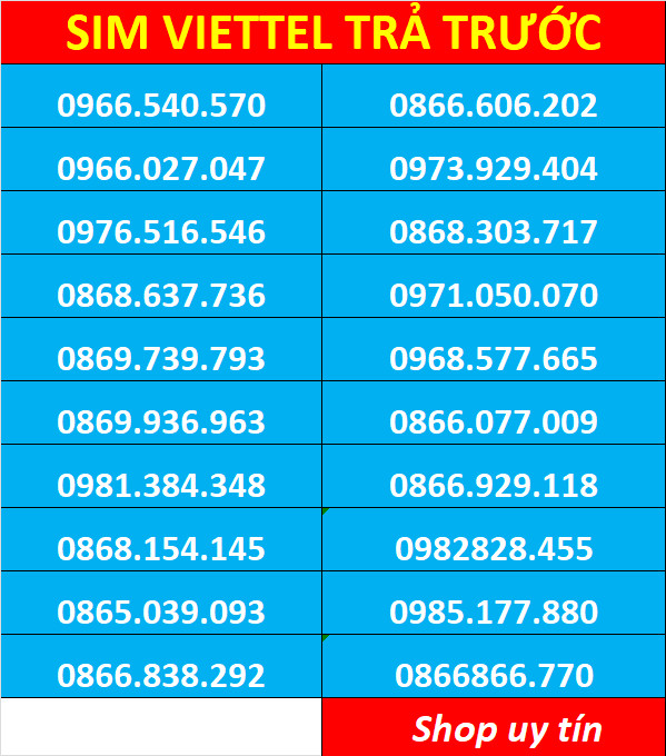 Sim viettel số đẹp - Hàng chính hãng
