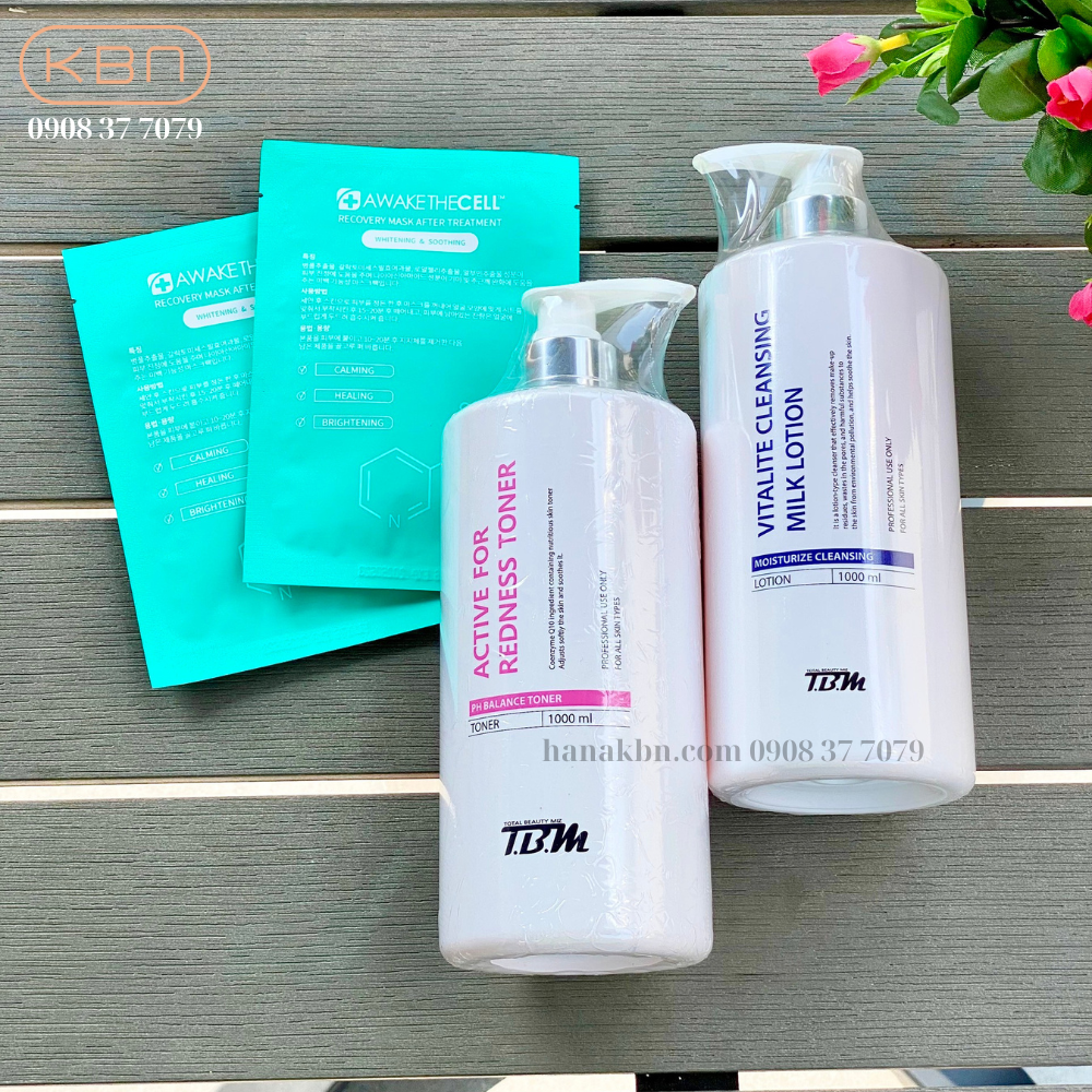 Combo Rửa Mặt Sạch Da Sữa Rửa Mặt TBM 1000ml + Toner TBM 1000ml Tặng 2 Mặt Nạ Soothing