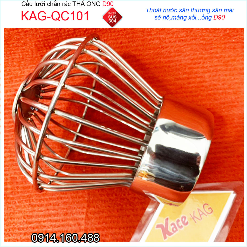 Cầu lưới Inox 304 dày D90-114, cầu chặn rác nước mưa D90-114 KAG-QC101 thoát nước nhanh hiệu suất tốt