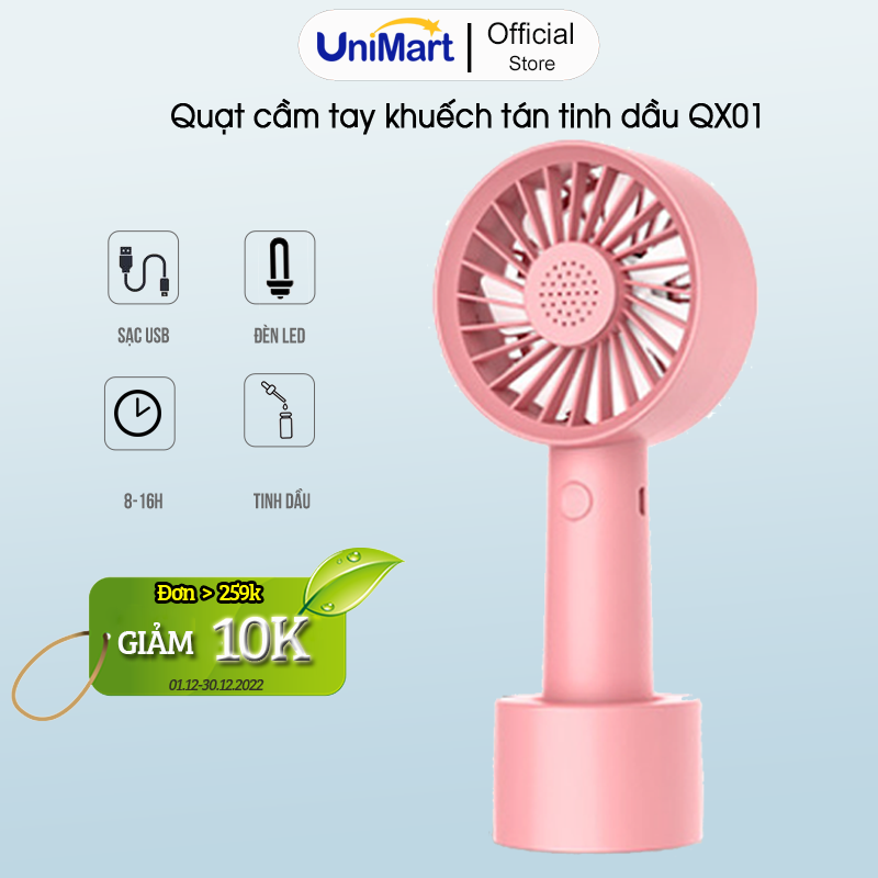 Quạt Mini Khuếch Tán Hương Liệu Cầm Tay Damas - Thiết Kế Chân Đế Quạt Để Bàn Tiên Lợi Tặng Kèm Dây Sạc - Pin Khủng 2000 mAh Với 3 Mức Độ Gió Lan Tỏa Hương Thơm - Hàng Chính Hãng
