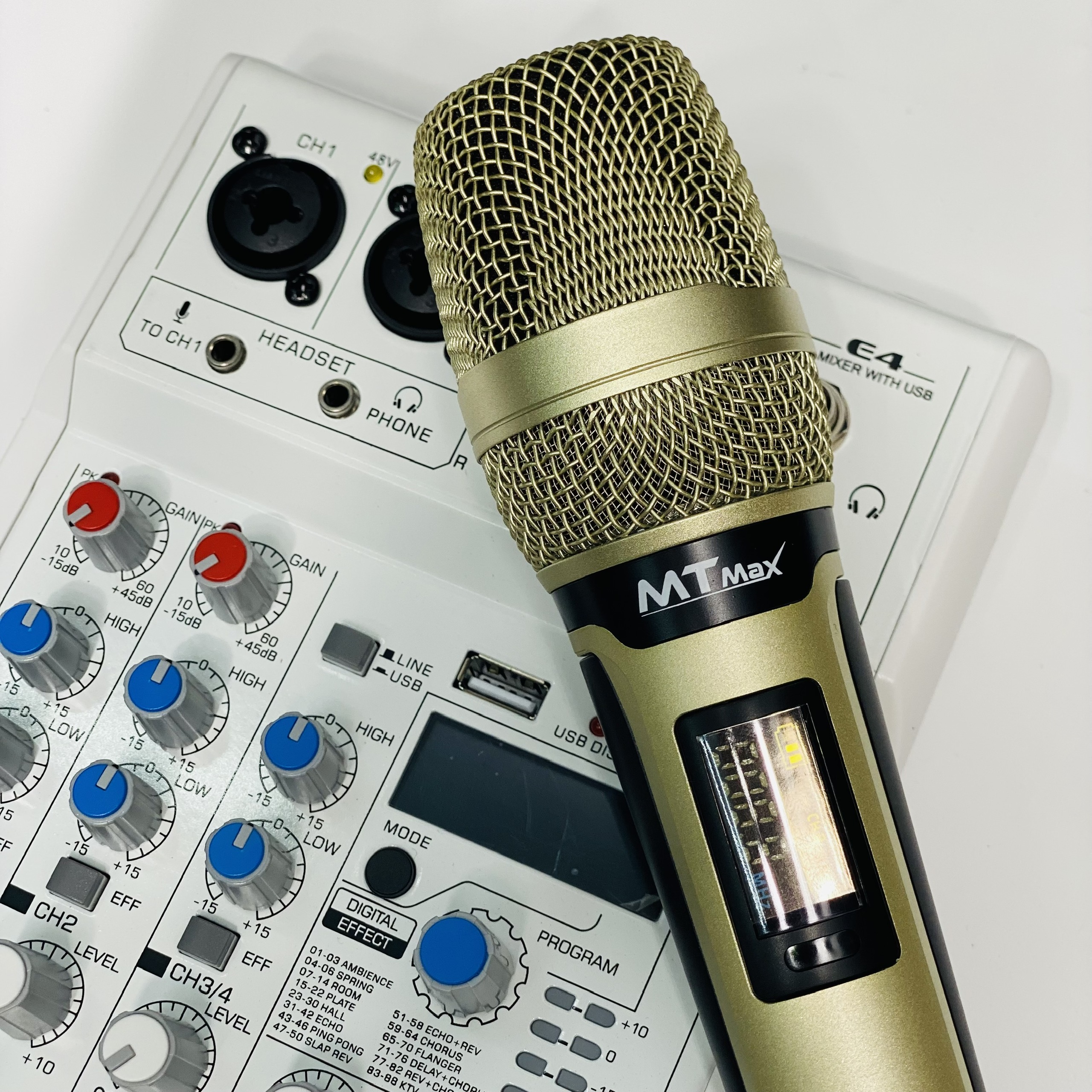 Combo Mixer Thu Âm Livestream Karaoke Mixer E4 và Micro Q01 Chính Hãng Giá Tốt -  Bảo Hành 12 Tháng Hàng Chính Hãng