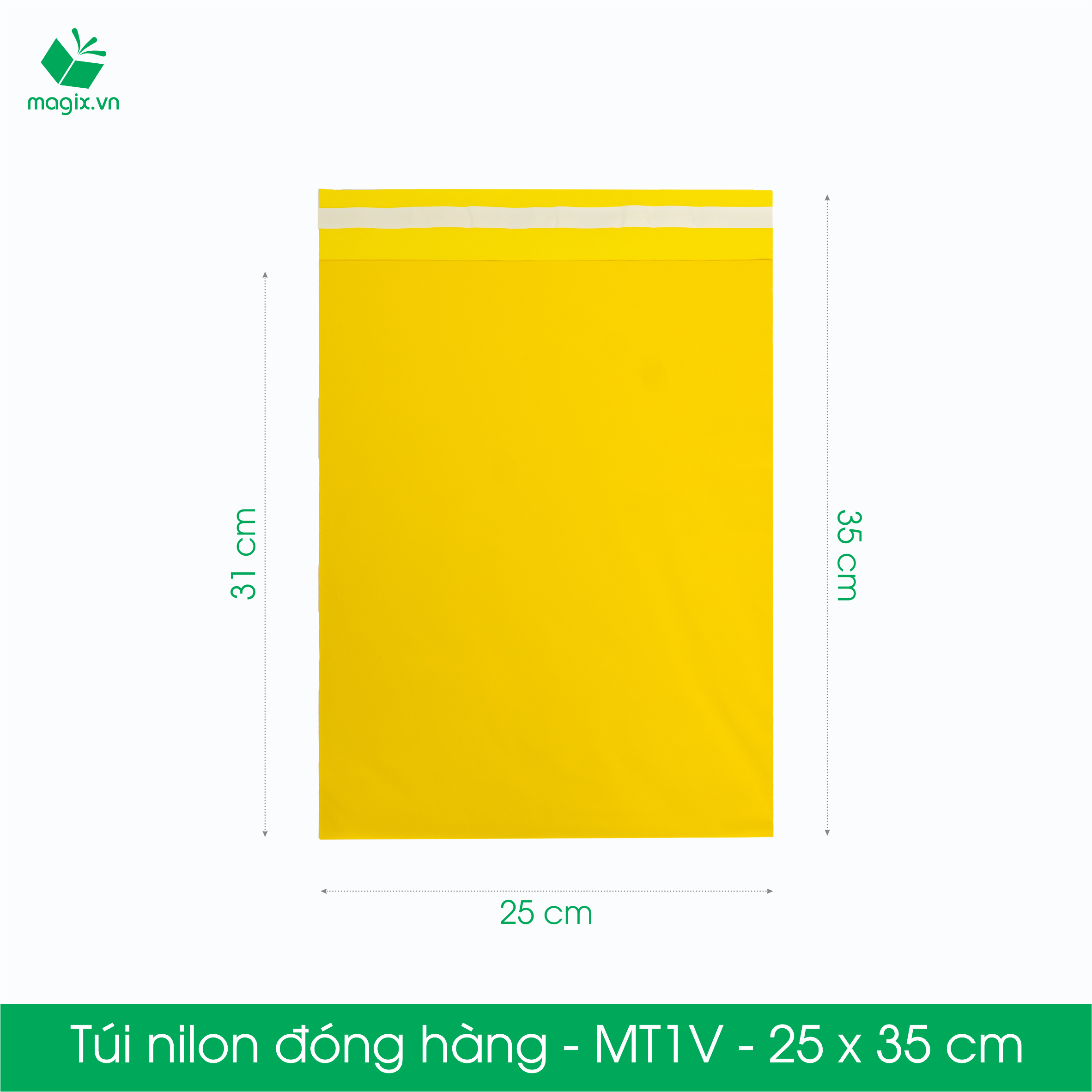 MT1V - 25x35 cm - Túi nilon gói hàng - 500 túi niêm phong đóng hàng màu vàng