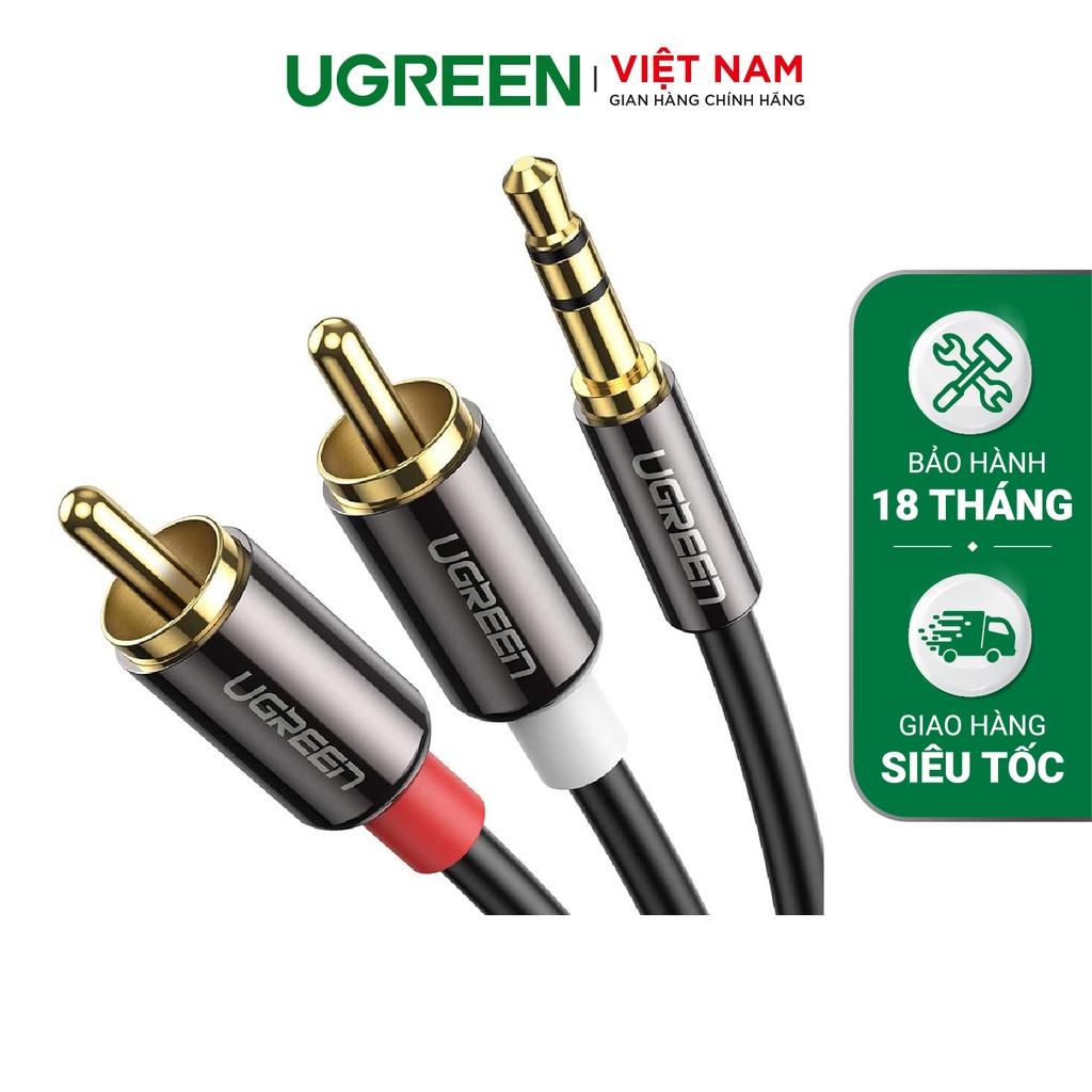 Dây chuyển đổi 3.5mm ra 2RCA (HOA SEN) dài từ 1-10m UGREEN AV102 hàng chính hãng