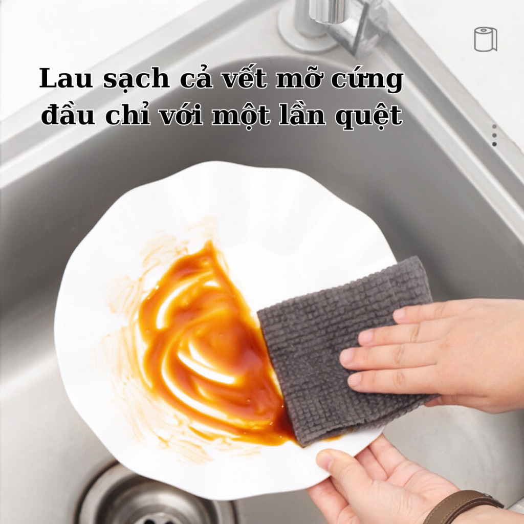 Cuộn khăn lau bếp chất vải NHÁM lau sạch cả vết dầu mỡ cứng đầu,có thể dùng chà xoong nồi tái sử dụng nhiều lần