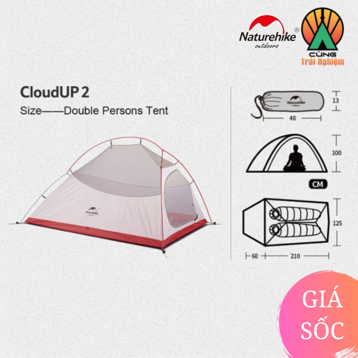 Lều 2 Người Siêu Nhẹ Cloud Up Naturehike NH17T001