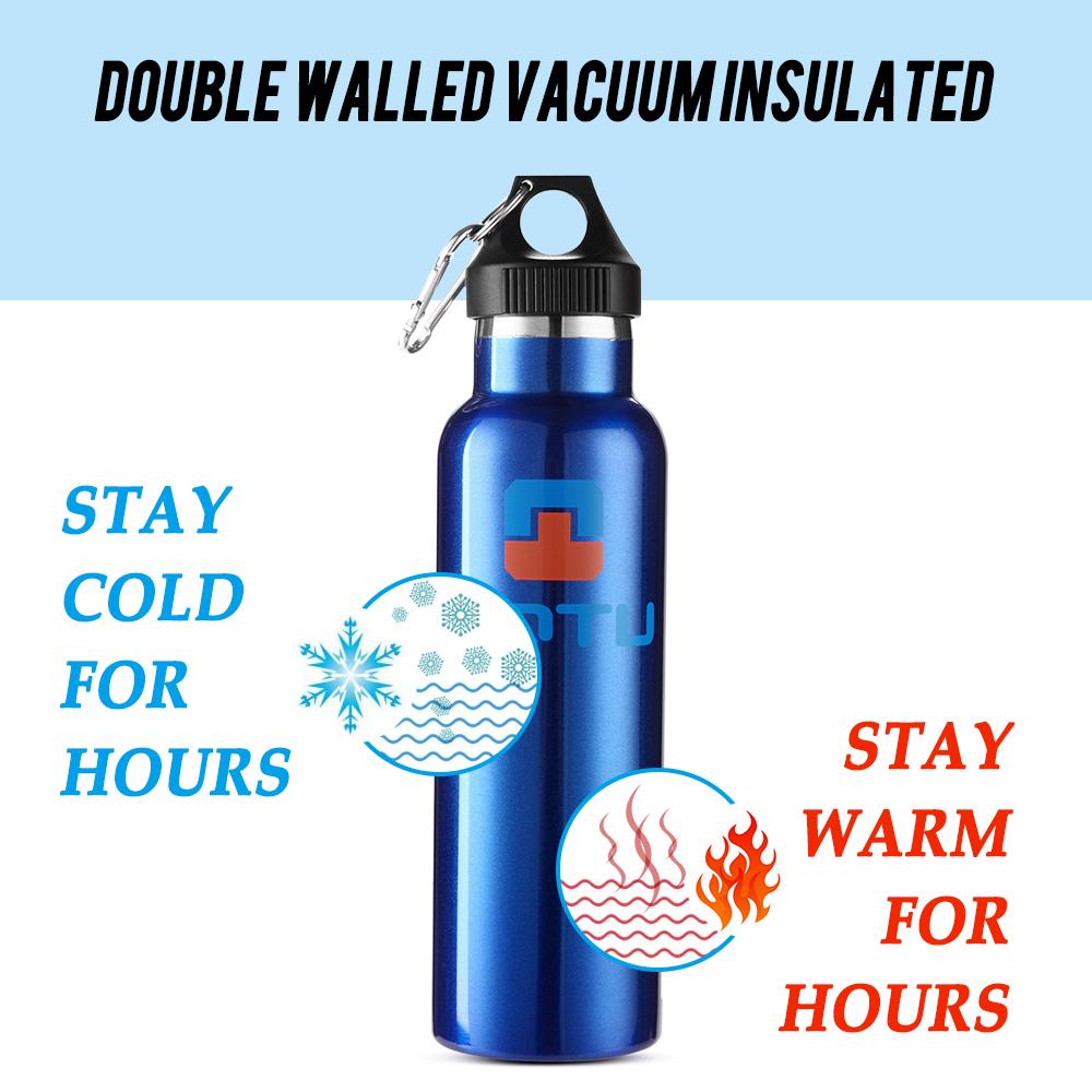 Bình nước bằng thép không gỉ hai vách ngăn cách nhiệt 600ml kèm cọ vệ sinh