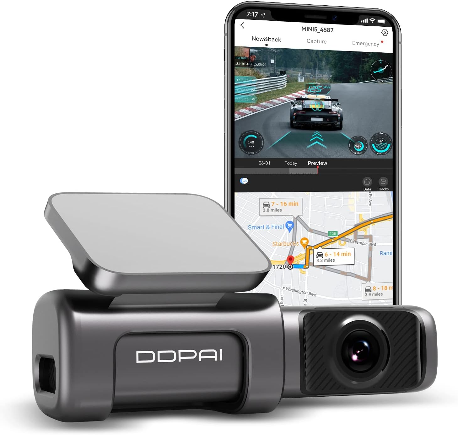 Camera Hành Trình Ô Tô DDPAI Mini 5 Có Định Vị GPS Kết Nối WIFI Camera AI Thông Minh Độ Phân Giải 4K, Cảnh Báo Làn Đường, Giám Sát 24 Giờ, Hiển Thị Tốc Độ - Hàng Chính Hãng