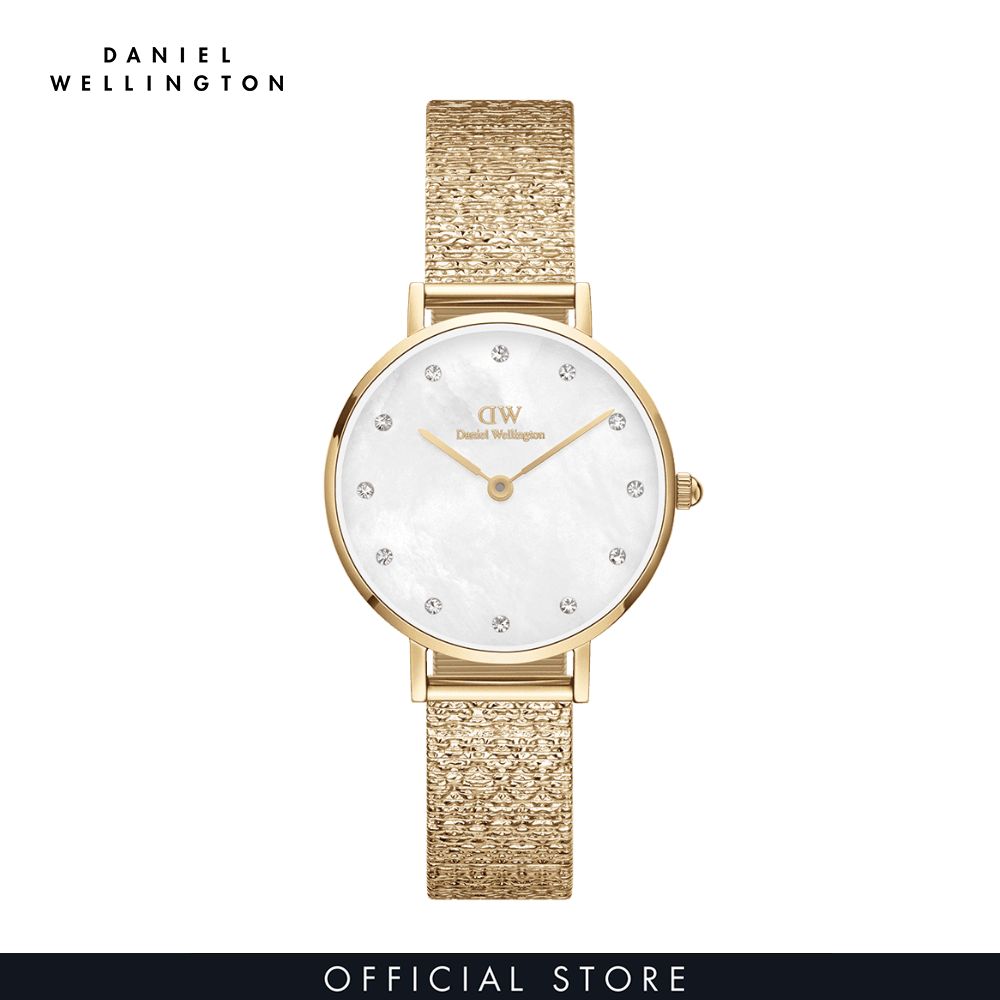 Đồng hồ Nữ Daniel Wellington Lưới - Petite 28 Pressed Piano Lumine G MOP White 28mm DW00100594