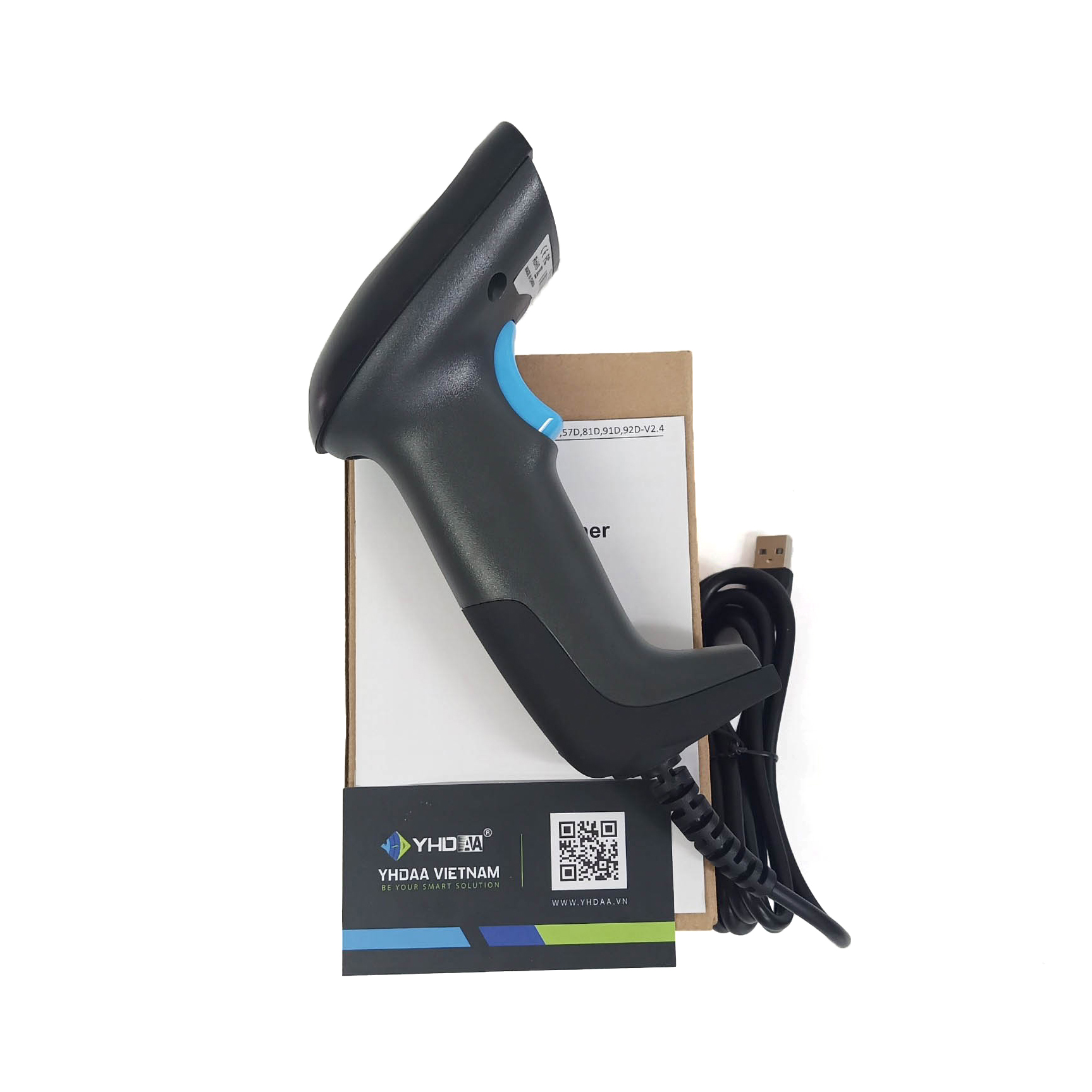 Máy quét mã vạch có dây YHD 6200D 2D đọc mã vạch Barcode Qrcode dùng dây trực tiếp cắm cổng USB Máy tính, Laptop - Hàng Nhập Khẩu