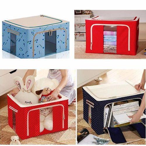 Tủ đựng quần áo, chăn màn bằng vải chống thấm nước khung thép 50x40x33cm