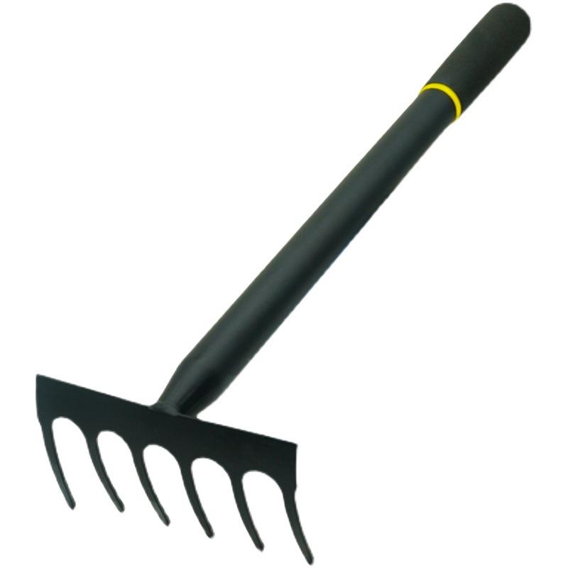 Cào làm vườn, Máy xới đất mini cầm tay, Cào làm đất bằng thép carbon nặng có tay cầm cao su, Cào làm vườn có tay cầm trên bãi cỏ