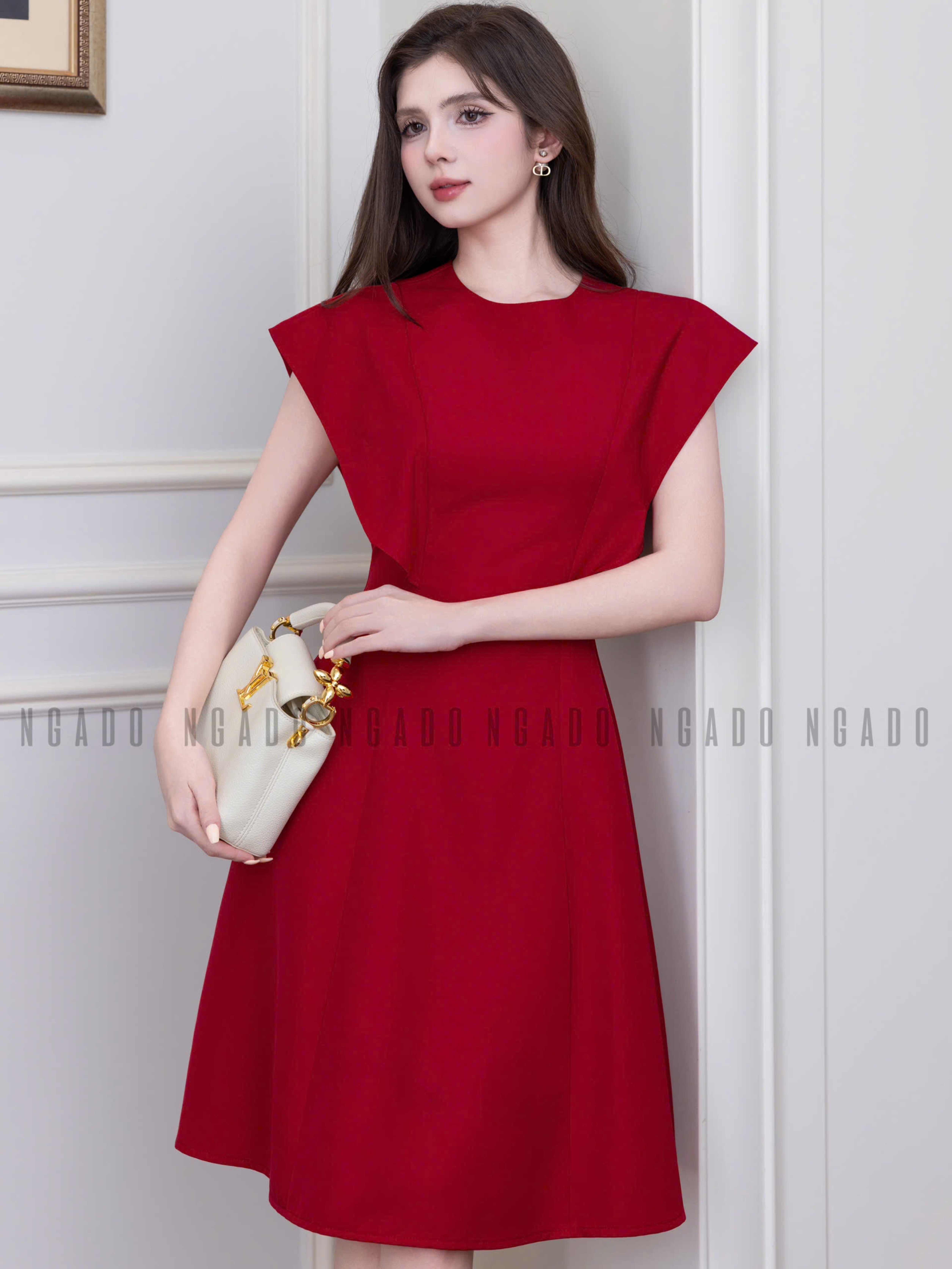 Đầm đỏ cánh tiên NGADO , đầm nữ , đầm dự tiệc , đầm công sở