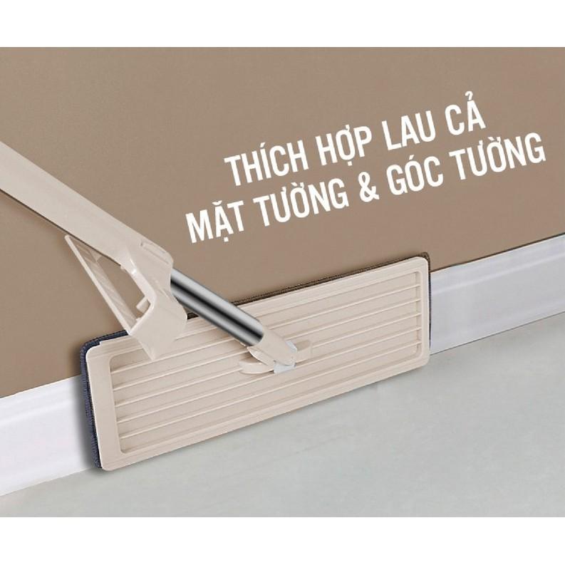 Cây Lau Nhà Tự Vắt Phẳng Thông Minh Spin Mop Xoay 360 Độ_ Tặng Kèm Hai Bông Lau