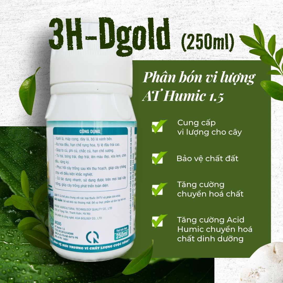 Phân bón vi lượng AT Humic 1,5 3H-Dgold - Phát triển toàn diện cây trồng 250 ml - CAY.CH.OS.010005