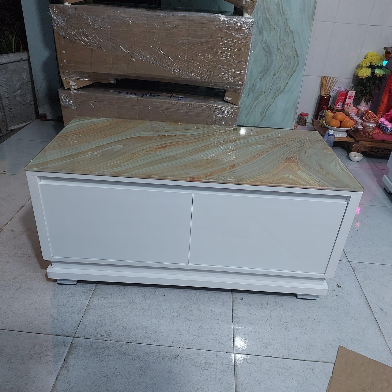 Bàn trà Tundo mặt kính 50 x 100 x 45 cm nhiều mẫu