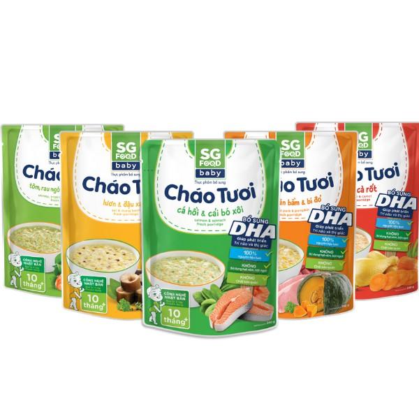 Lốc 5 (55) - Cháo Tươi Baby Sài Gòn Food 240g vị (gà, thịt bằm, tôm, lươn, cá hồi)