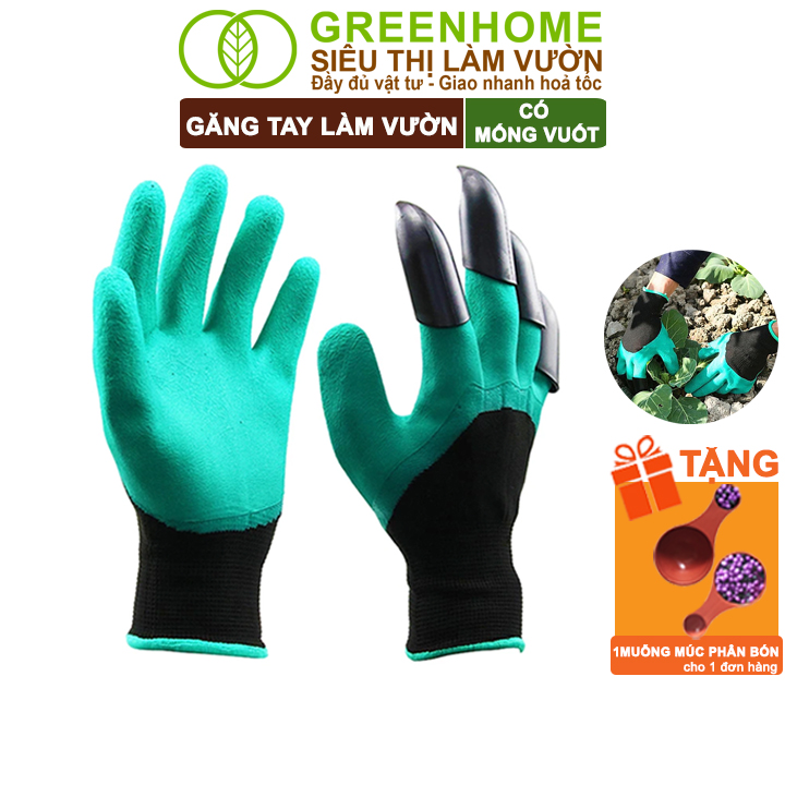 Găng Tay Làm Vườn, Có Móng Vuốt, Độ Bền Cao, Chống Thấm Nước, Đào, Xới Đất, Dễ Vệ Sinh Greenhome - Găng Tay Làm Vườn