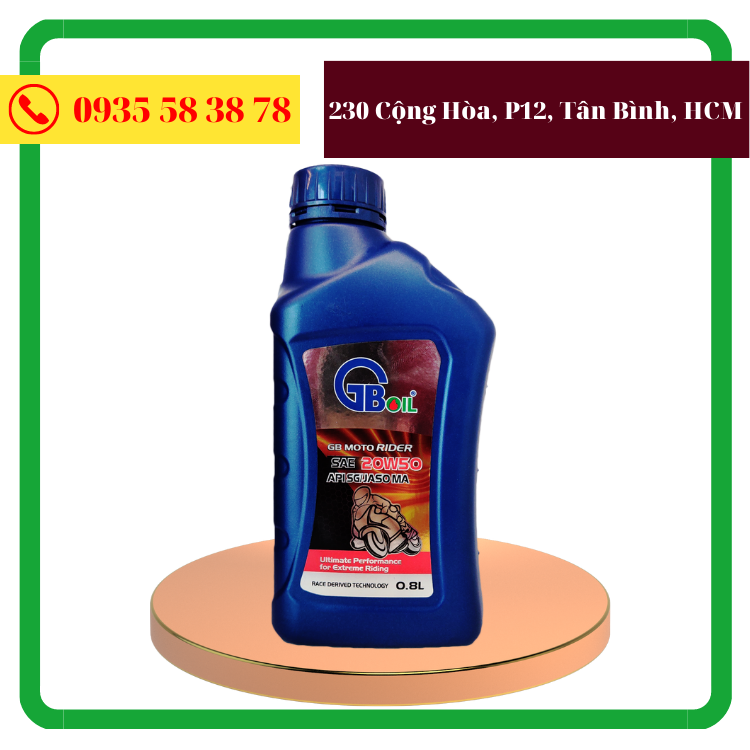 DẦU NHỚT XE MÁY BÌNH 0.8L - GB Moto Rider, SAE 20W50, API-SG, JASO MA