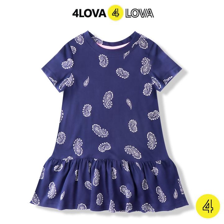 Váy cho bé gái 4LOVA chất thun cotton hoạt hình dễ thương từ 1- 8 tuổi