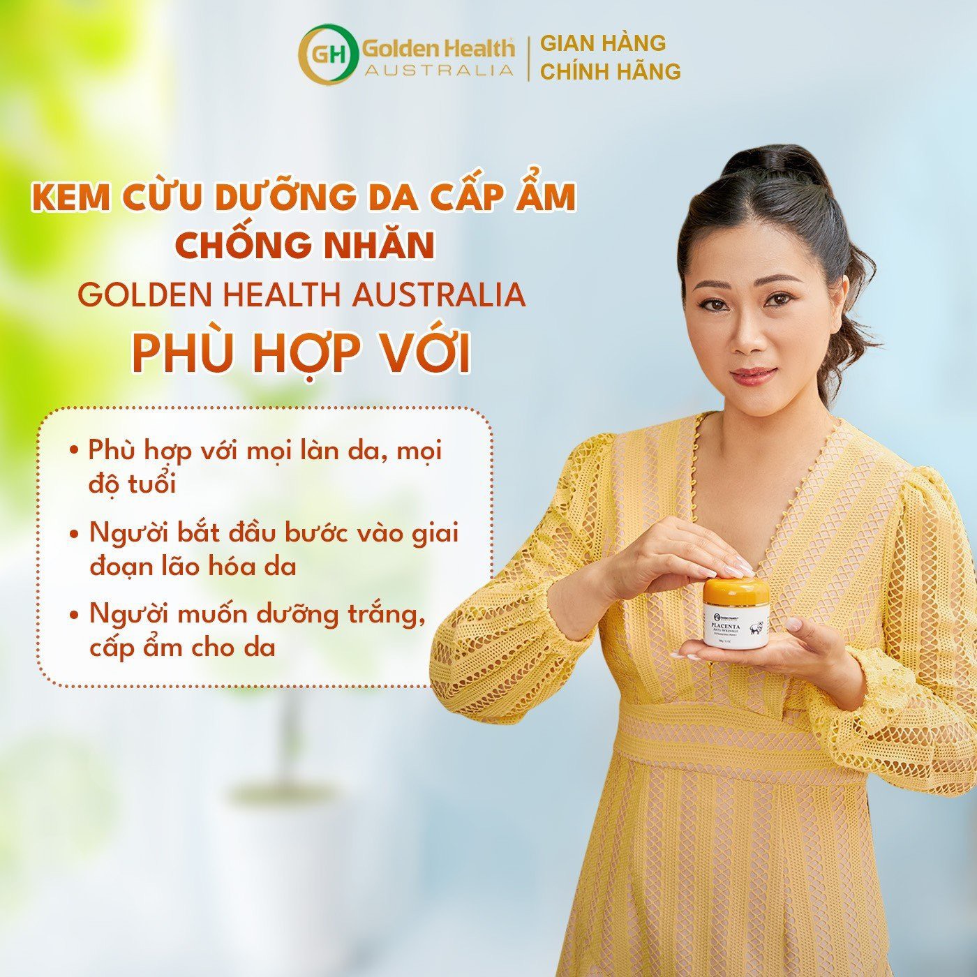 Kem Dưỡng Trắng Da Nhau Thai Cừu Chống Nhăn, Giúp Làm Mờ Vết Thâm Nám, Dưỡng Ẩm Da Luôn Căng Bóng, Mịn Màng, Thúc Đẩy Tái Tạo Tế Bào Mới Golden Health Vitamin E 100g - Nhập Khẩu Chính Ngạch Từ Úc