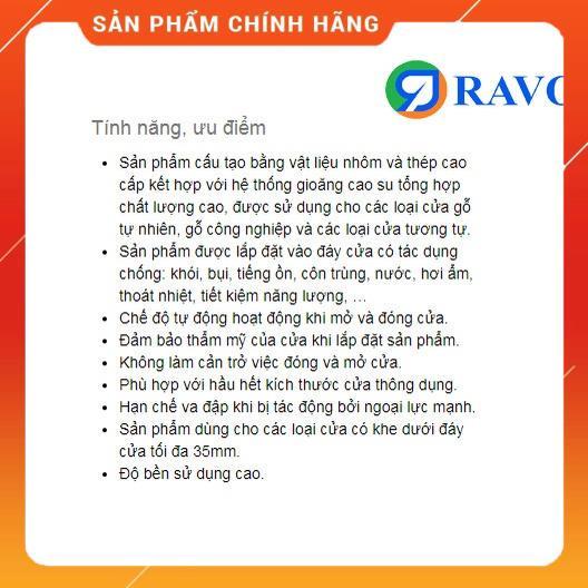 Thanh chặn khe cửa tự động RAVO(thanh chặn đáy cửa, ngăn khói bụi, côn trùng, gió lùa