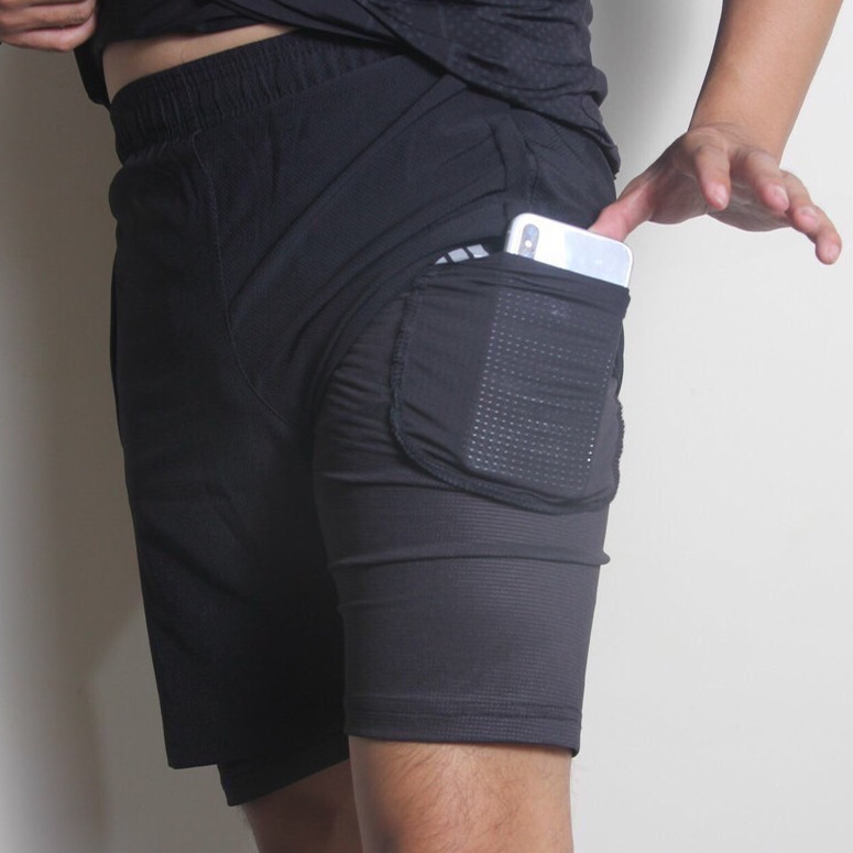 Quần Short Tập Gym NAm Vải Dù Lót 4 Lớp