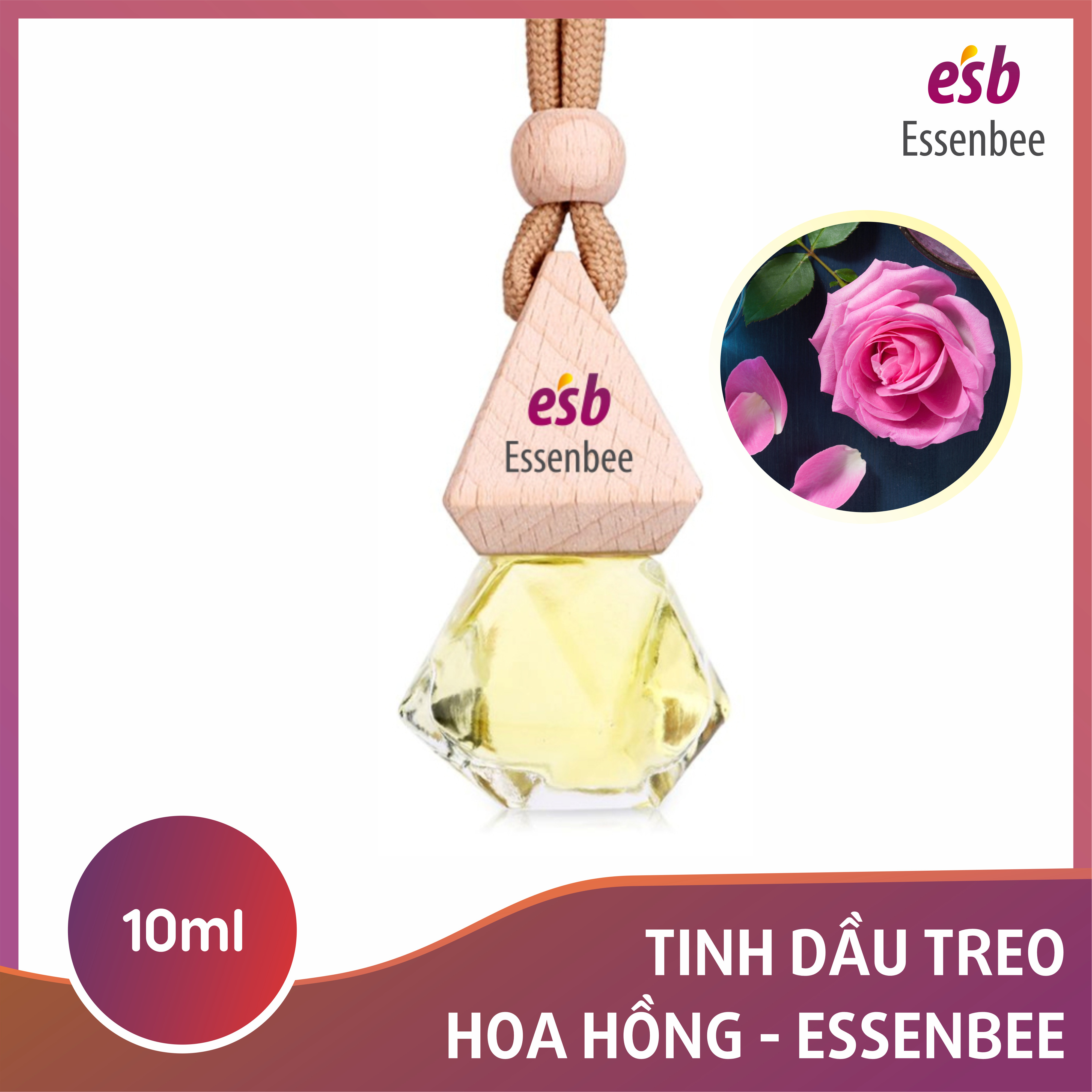 Tinh dầu Hoa Hồng treo xe - Essenbee - 10ml