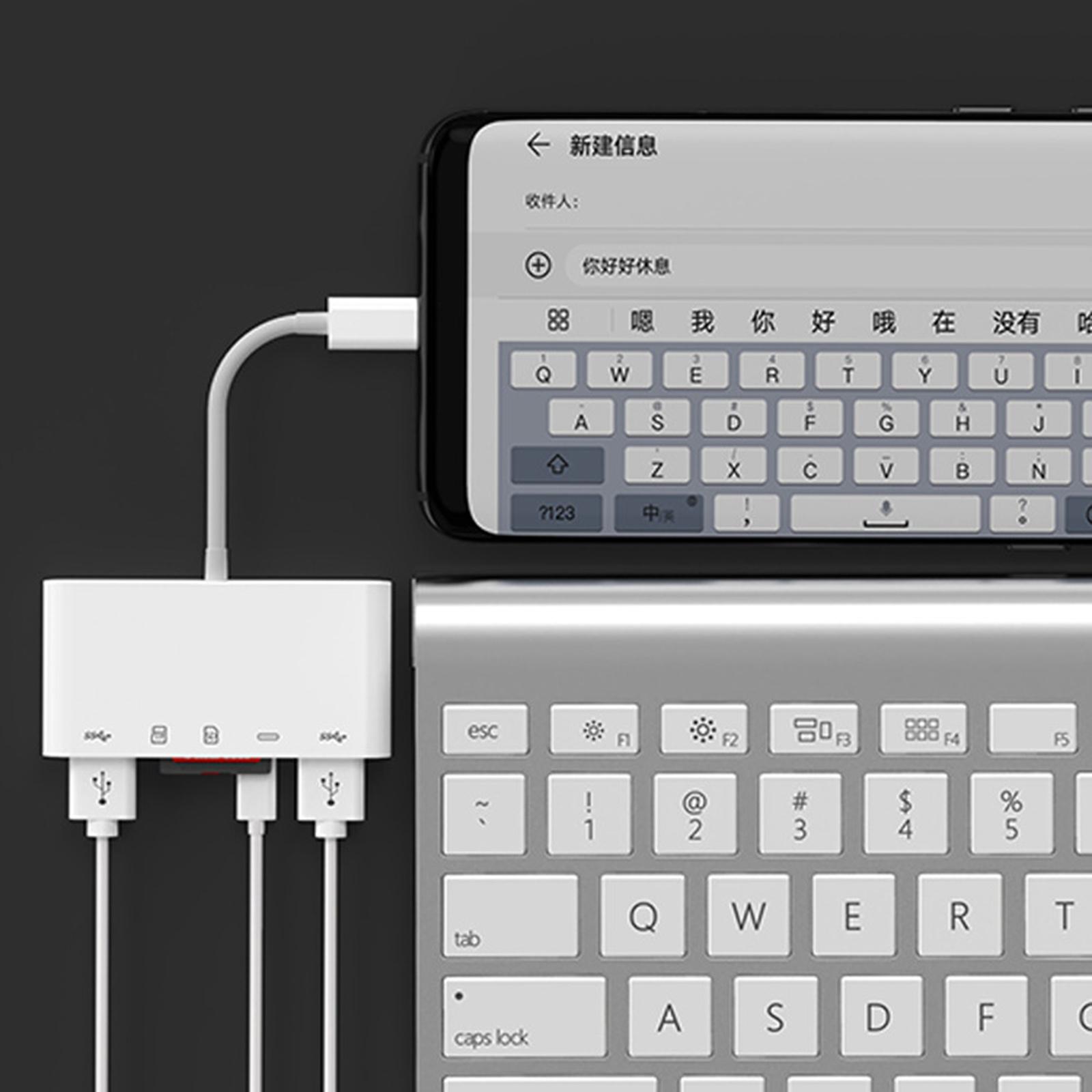 USB C Hub Adapter for Pro, Multi-Ports Dongle with USB C, 5 in 1 USB C Hub, USB C to TF Card Reader 2 USB 3.0 and USB C Port Adapters.