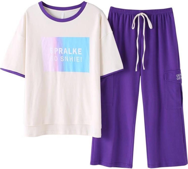Bộ lửng cotton dáng dài tím phối túi hộp
