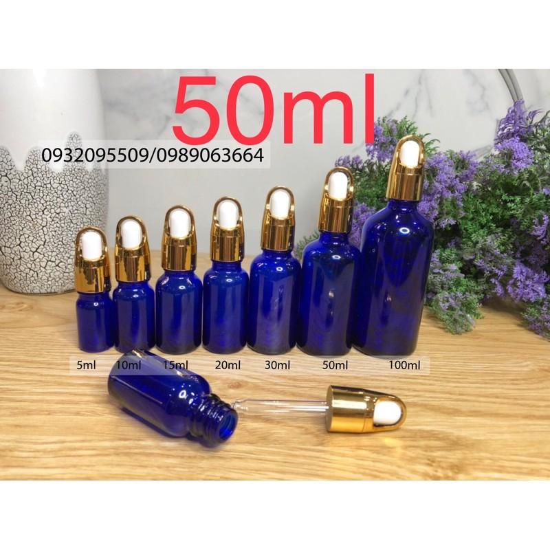 10 lọ chai 50ml xanh dương đựng serum mỹ phẩm tinh dầu