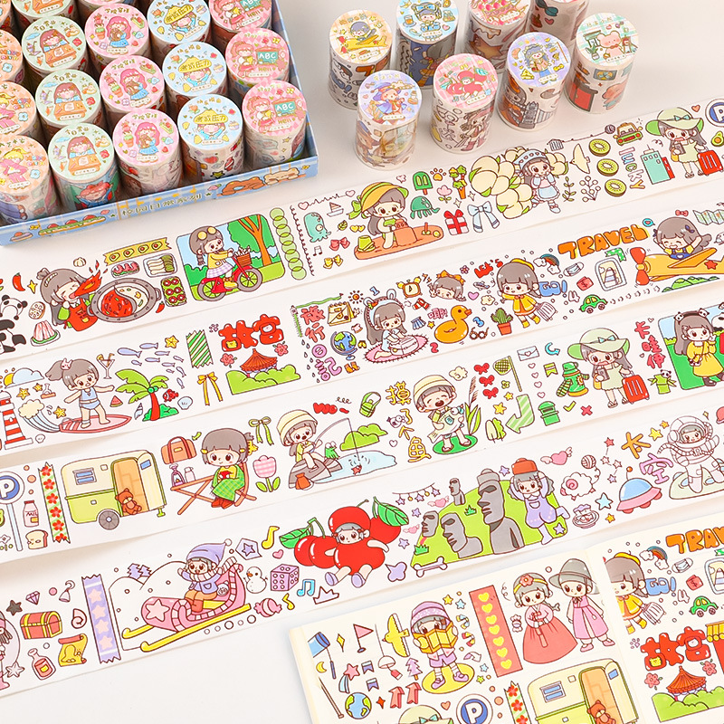 Một cuộn lẻ Washi sticker trang trí size lớn 2 mét