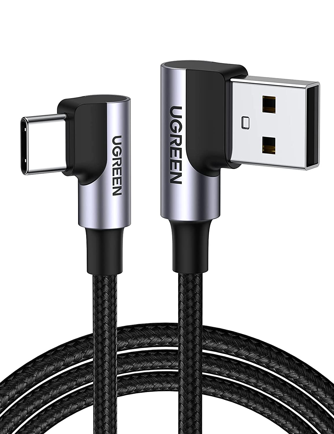 Cáp sạc hãng UGREEN US176 bẻ góc 90 độ USB 2.0 sang USB type C dây bện dài 0.5-2m - Hàng nhập khẩu chính hãng