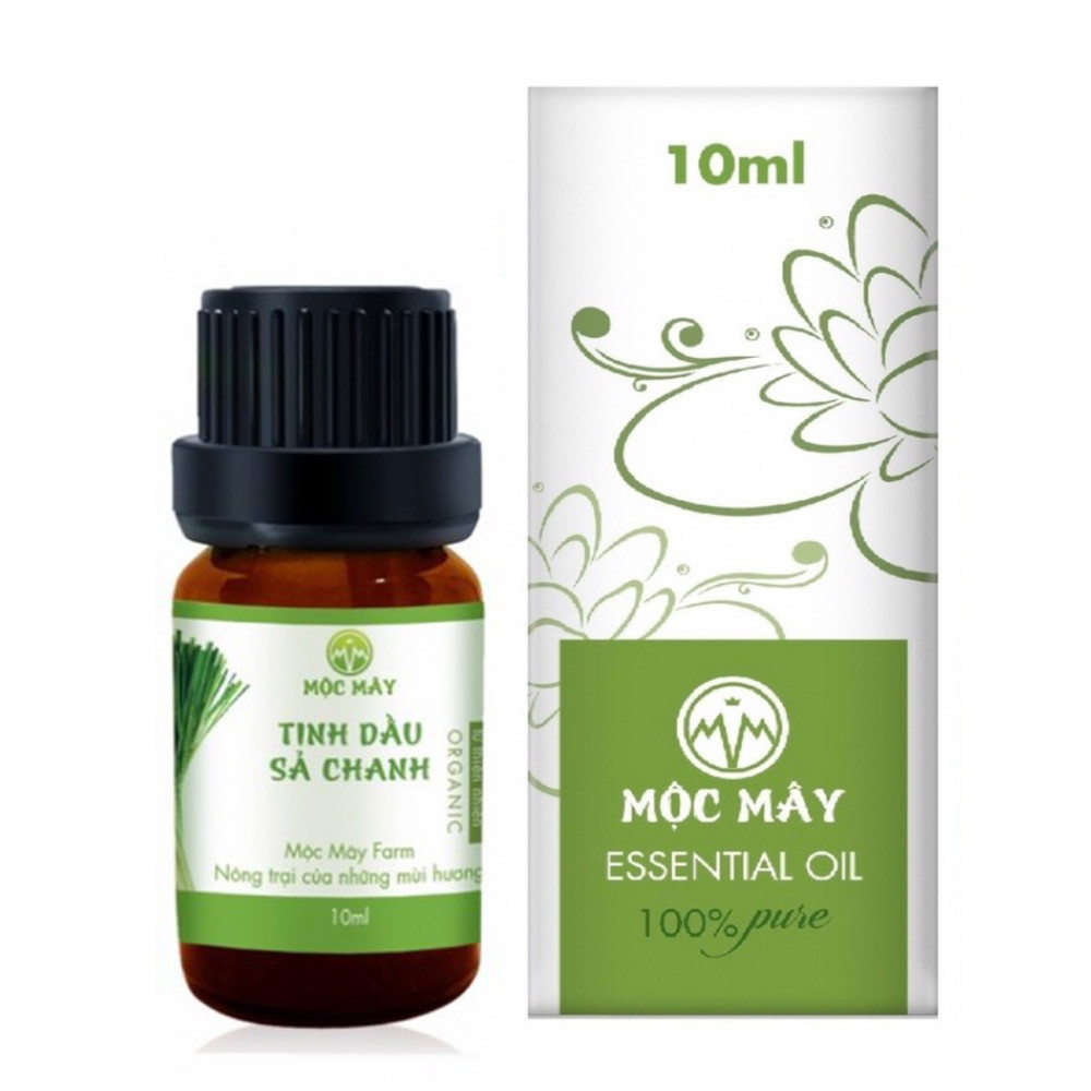 Combo 2 chai Tinh dầu thiên nhiên Mộc Mây: Tinh Dầu Sả Chanh Lemongrass 10ml+Tinh dầu Bạc Hà 10ml