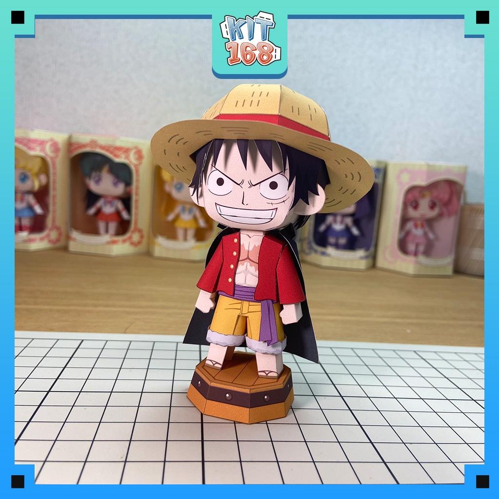 Mô hình giấy Anime Chibi Monkey D. Luffy ver 10 - One Piece + kit hộp trang trí