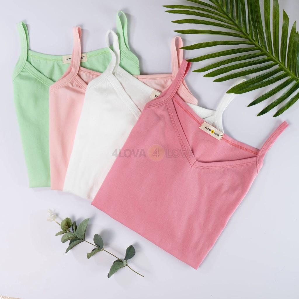 Áo 2 dây nữ cổ tim 4LOVA dây thun 100% cotton dáng ôm mềm mại thanh lịch thời trang