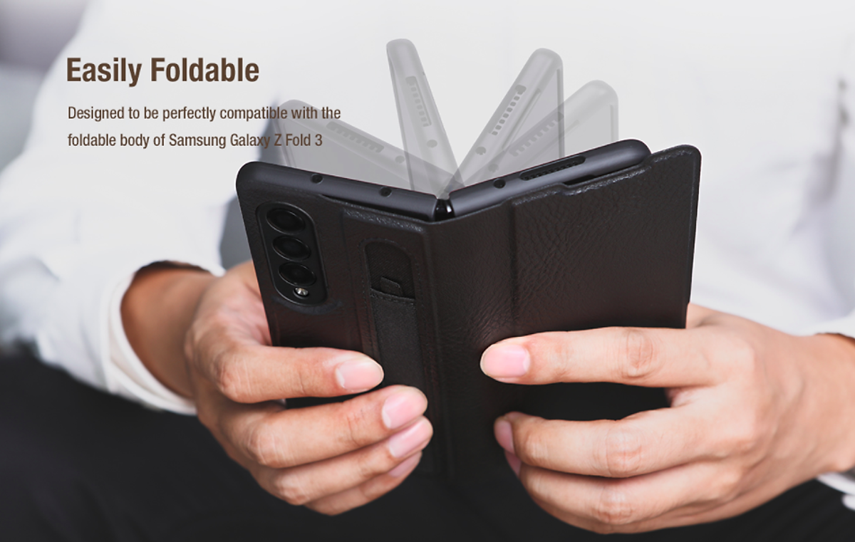 Bao Da dành cho Samsung Galaxy Z Fold 4 hiệu Nillkin Aoge Leather Cao Cấp - Hàng nhập khẩu