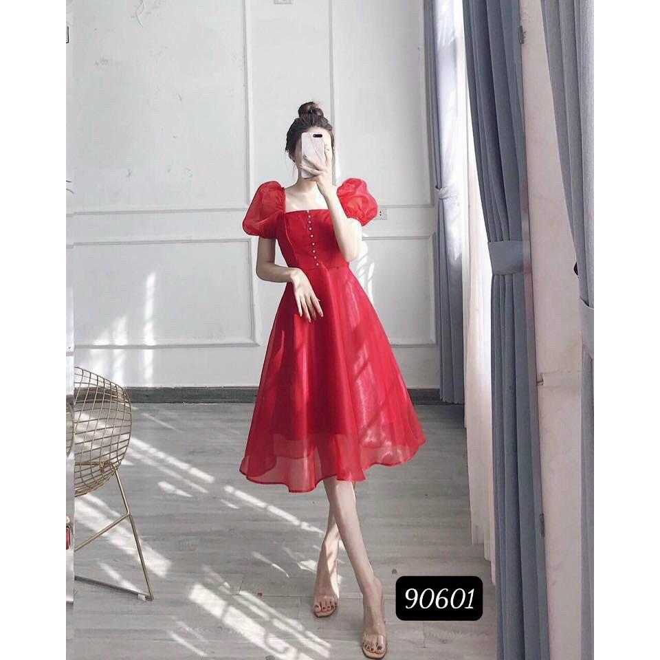 Đầm tay phồng trễ vai cực HOT