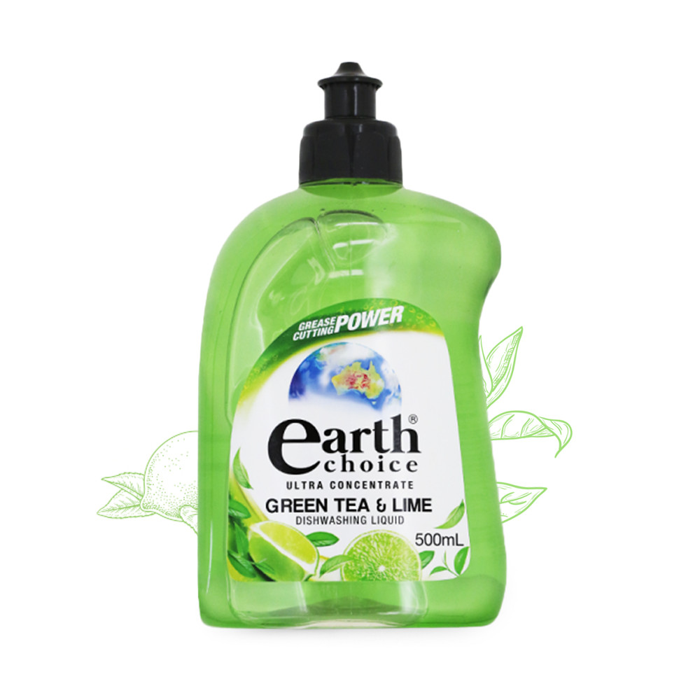 Nước rửa chén gốc thực vật đậm đặc hương chanh và trà xanh Earth Choice Úc 500ml