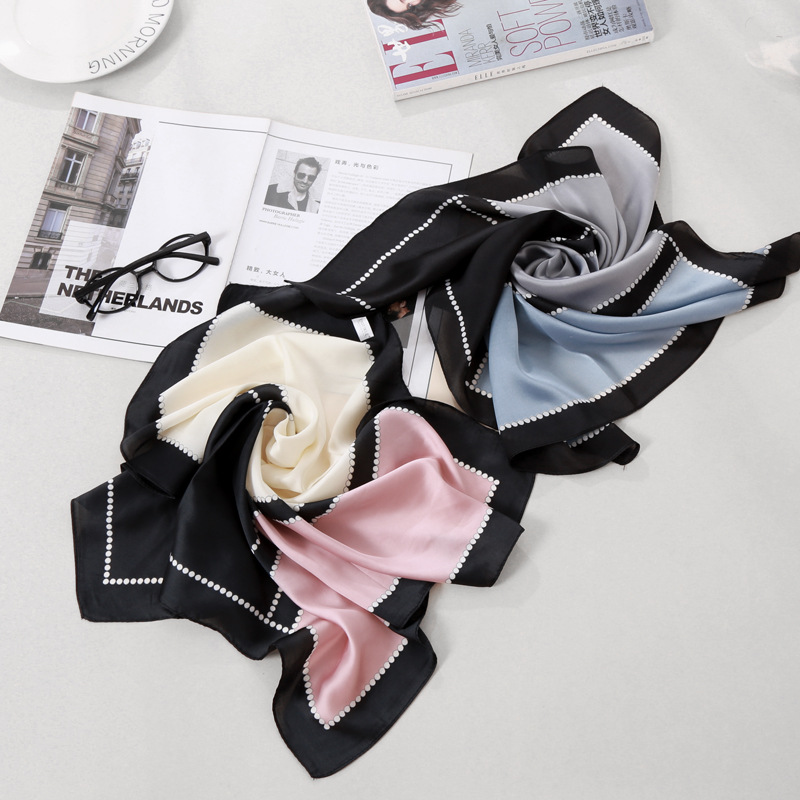 Khăn turban vuông lụa silk ô màu kc09-4