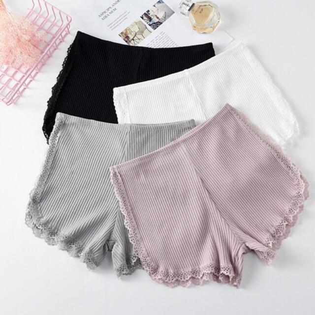 Quần Mặc Trong Váy ️️ Quần Mặc Váy Ngắn Coton - Quần Chip Tăm Viền Ren Co Giãn 4 Chiều