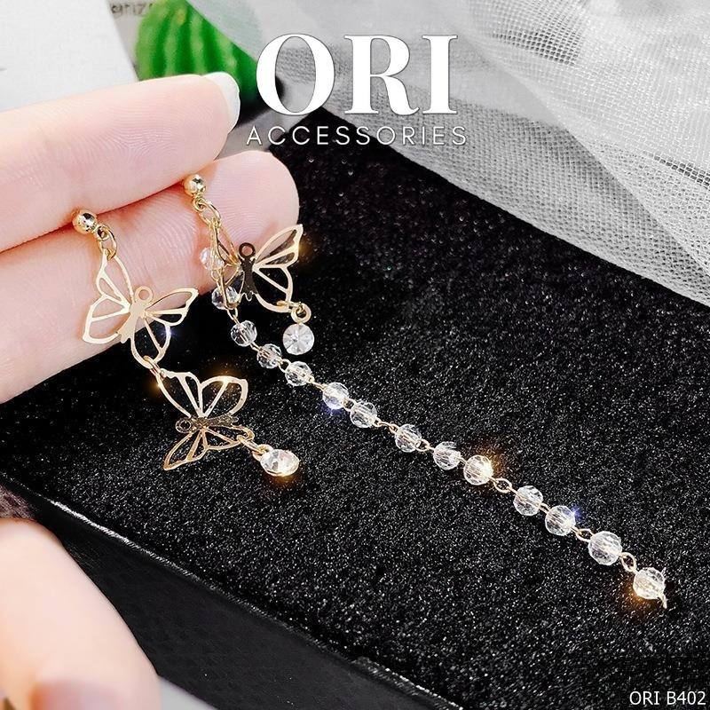 Bông tai nữ dáng dài đàn bướm đính đá Darryl sang trọng ORI ACCESSORIES B402