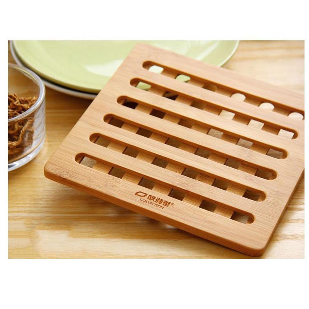 Bamboo Trivet Mat Set for Instant Hot Pot/Dishes/Bowl/Teapot/Pads/Hot Pot Holders Heat Resistant Trivet Square