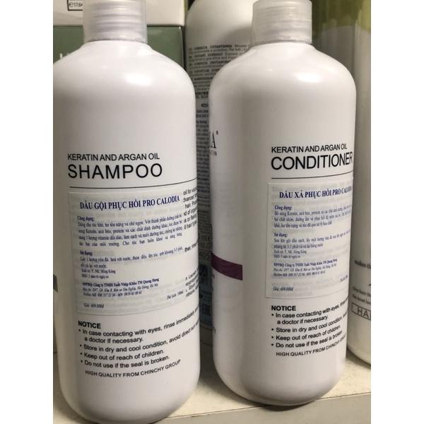 Bộ dầu Gội xả hấp ủ dưỡng Keratin Pro Calodia siêu mượt phục hồi tóc hư tổn + Gội xả gói Karseell 15ml