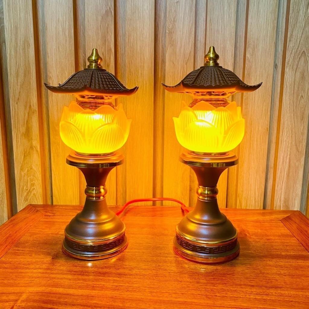 Cặp đèn nón 1 bông mái chùa cao cấp RỒNG VIỆT, đèn thờ ban thờ thần tài, ban thờ gia tiên