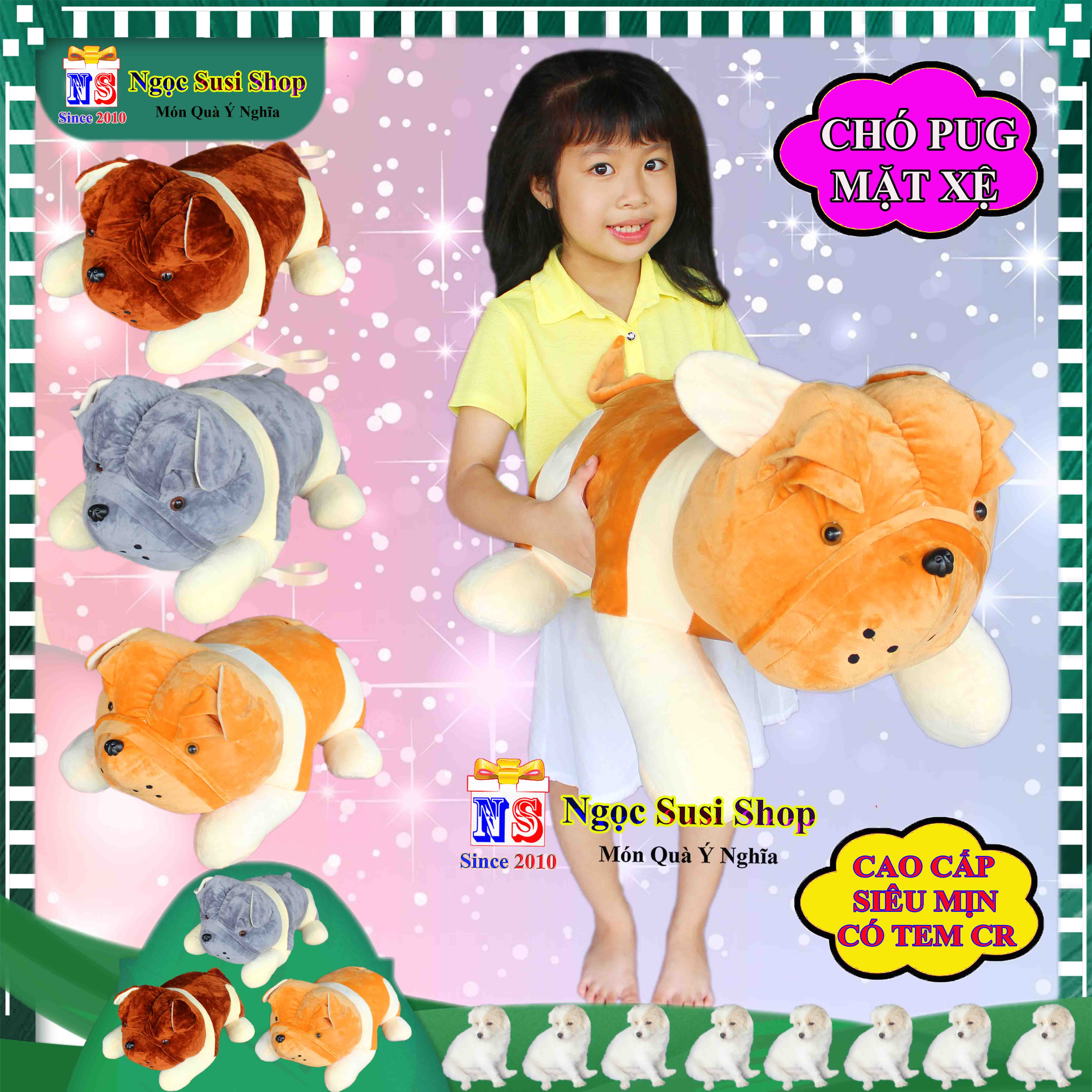 GỐI ÔM THÚ BÔNG CON CHÓ PUG MẶT XỆ SIÊU DỄ THƯƠNG CHO BÉ ÔM NGỦ - GẤU BÔNG HÌNH CON CHÓ PUG MẶT XỆ SIÊU ĐẸP
