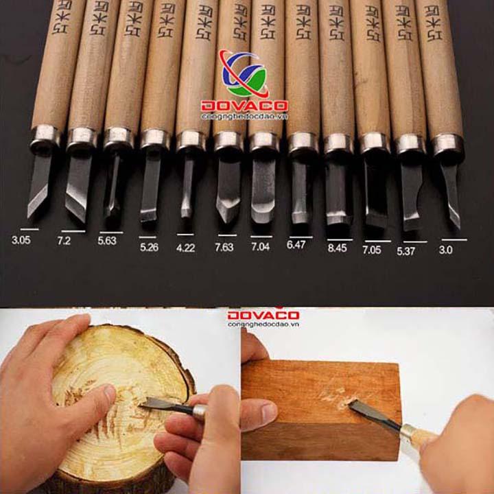 Bộ dao khắc, đục, tiện gỗ 12 mũi