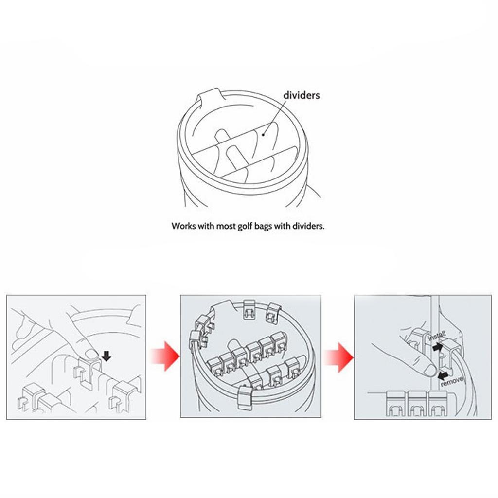 Black 14PC Golf Club Organizers Putter   Holder Iron Driver Protector